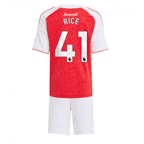 Stroje piłkarskie Arsenal Declan Rice #41 Koszulka Podstawowej dla dzieci 2025-26 Krótki Rękaw (+ szorty)